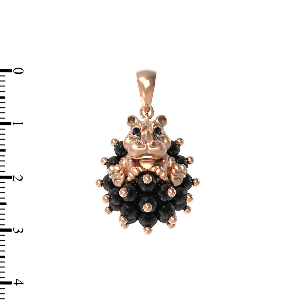 Подвеска из золота c эмаль и ониксом