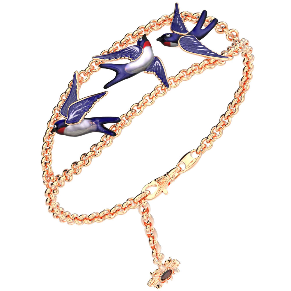 Браслет из золота c эмаль и рубином