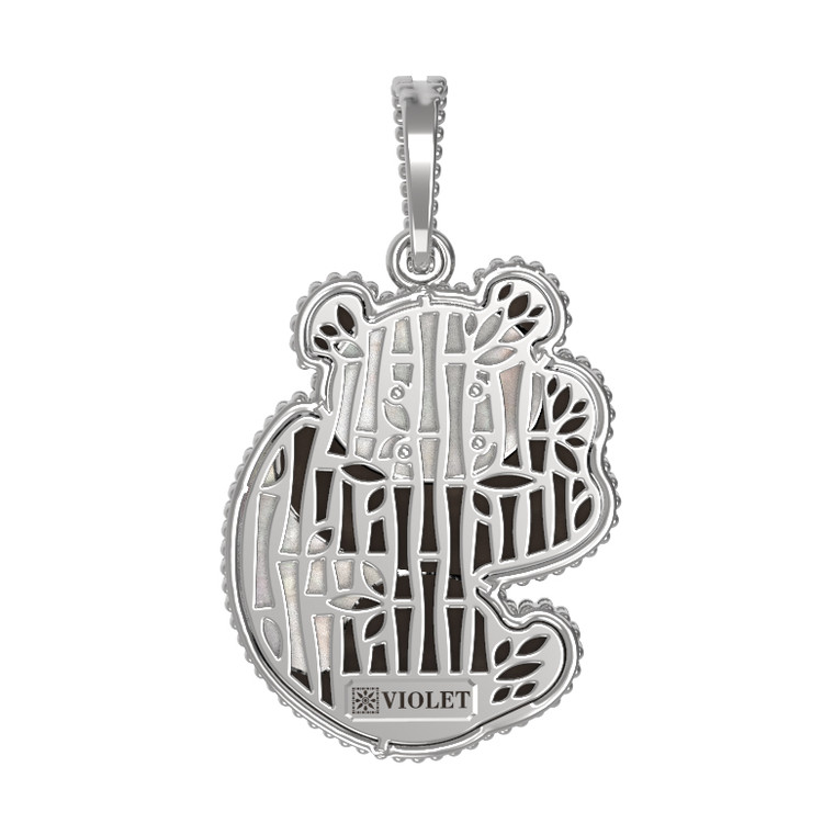 Подвеска из белого золота c эмалью, ониксом и перламутром