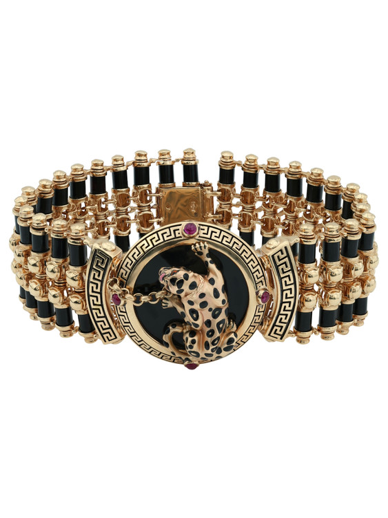 Браслет из золота c эмалью, ониксом и рубином