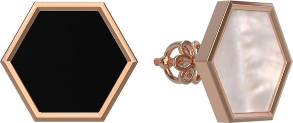 Серьги из золота c ониксом и перламутром