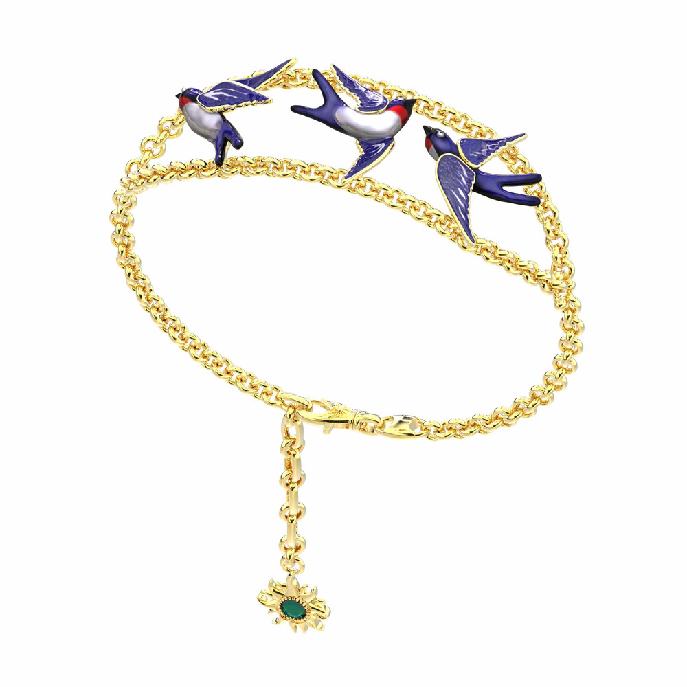 Браслет из лимонного золота c эмаль и топазом London