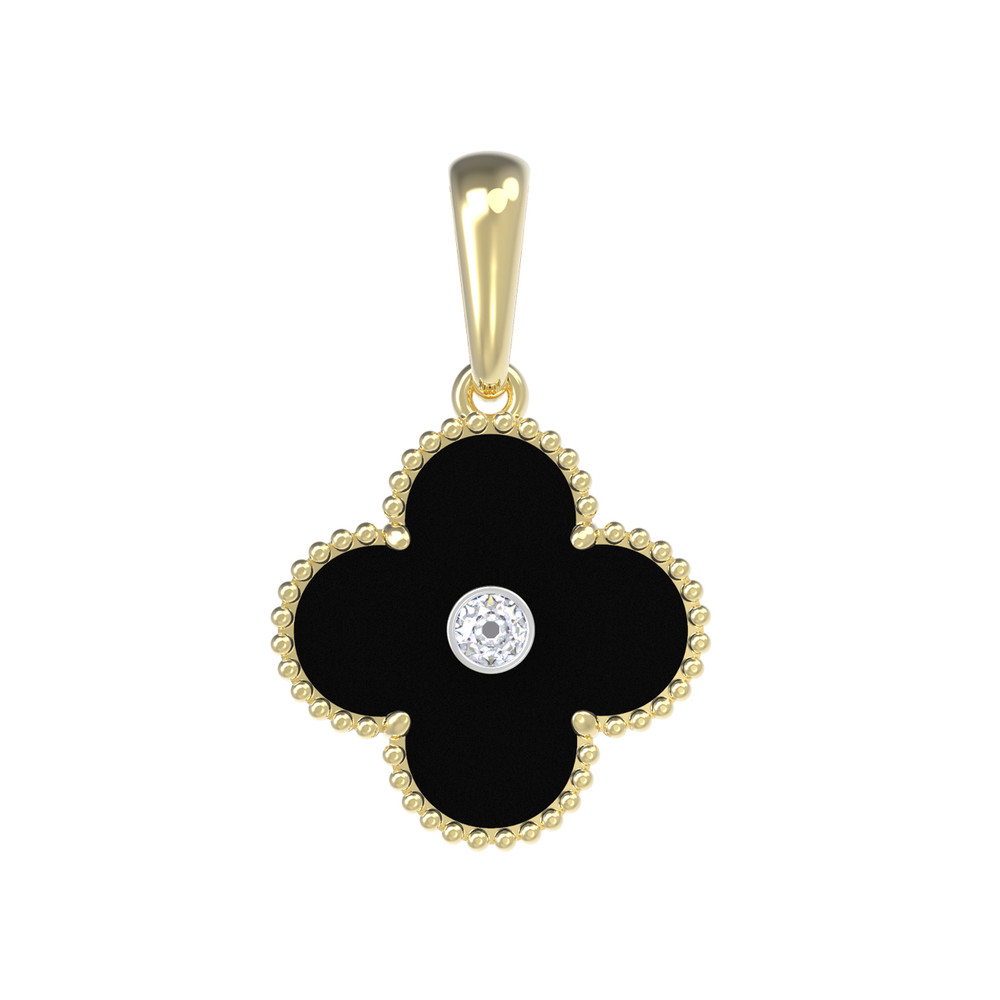 Подвеска из лимонного золота c бриллиантами и ониксом