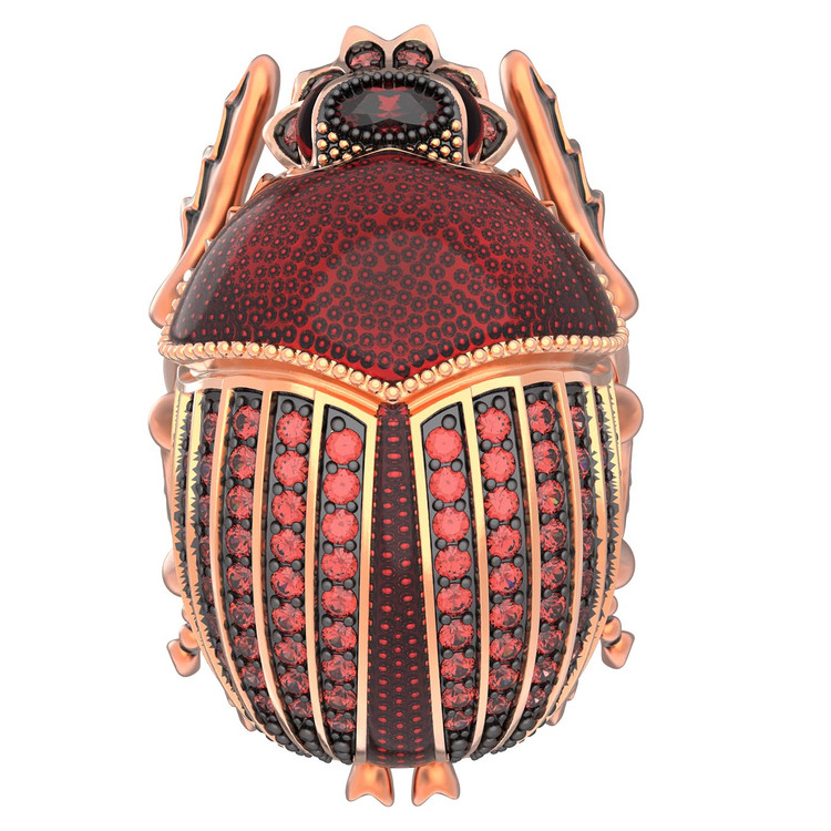 Кольцо из золота c эмаль , фианитом и гранатом