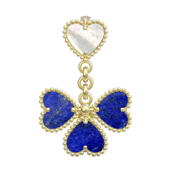 Подвеска из лимонного золота c лазуритом и перламутром