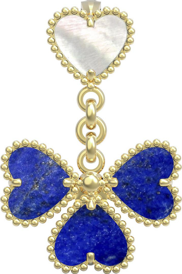 Подвеска из лимонного золота c лазуритом и перламутром