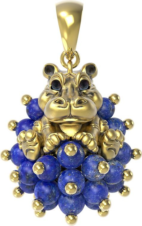 Подвеска из лимонного золота c эмаль и лазуритом