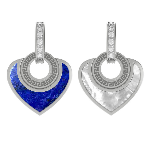 Подвеска из белого золота c фианитом, лазуритом и перламутром