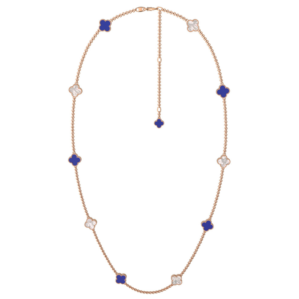 Колье из золота c лазуритом и перламутром