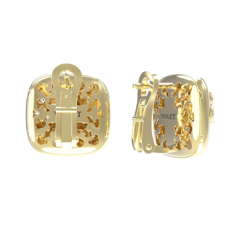 Серьги из лимонного золота c бриллиантами и малахитом