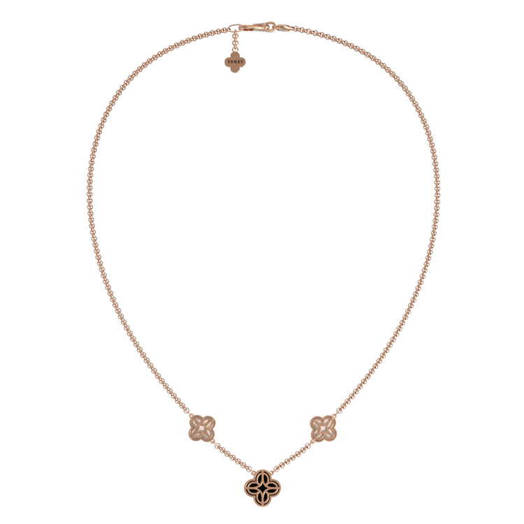 Колье из золота c бриллиантами, ониксом и перламутром