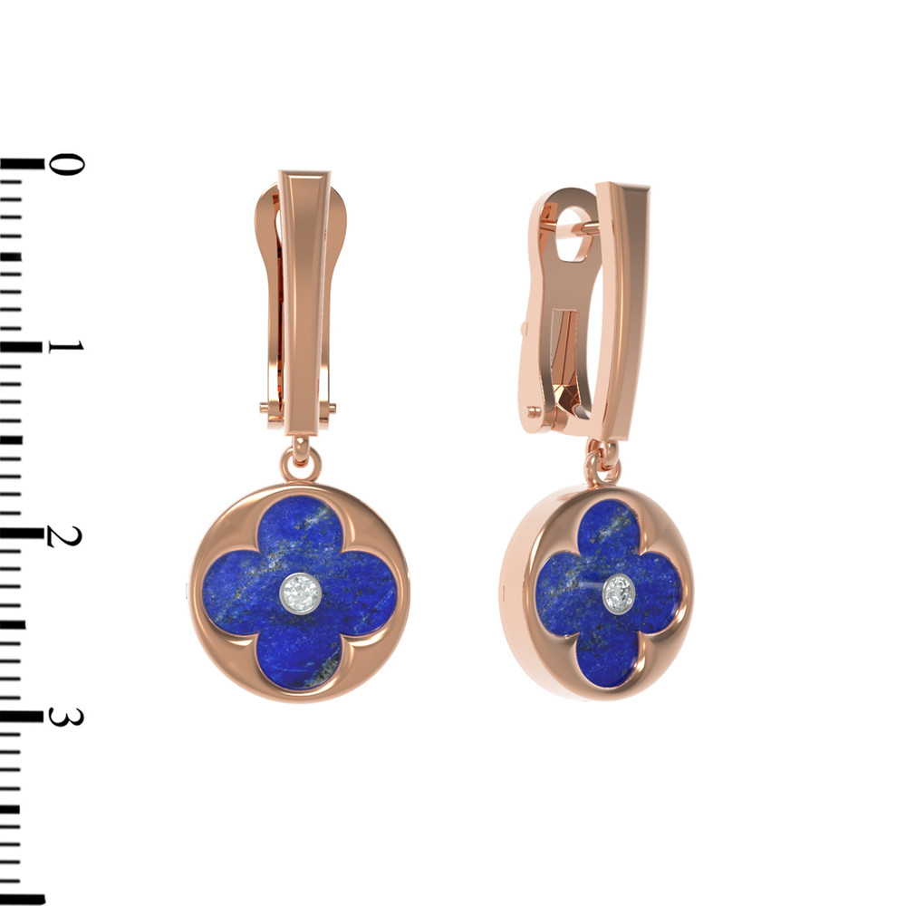 Серьги из золота c бриллиантами и лазуритом