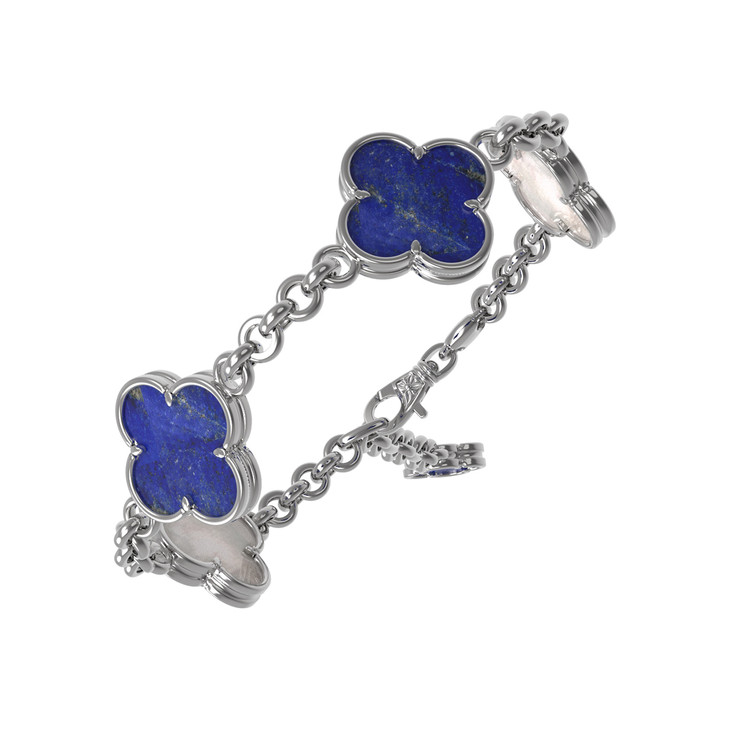 Браслет из белого золота c лазуритом и перламутром