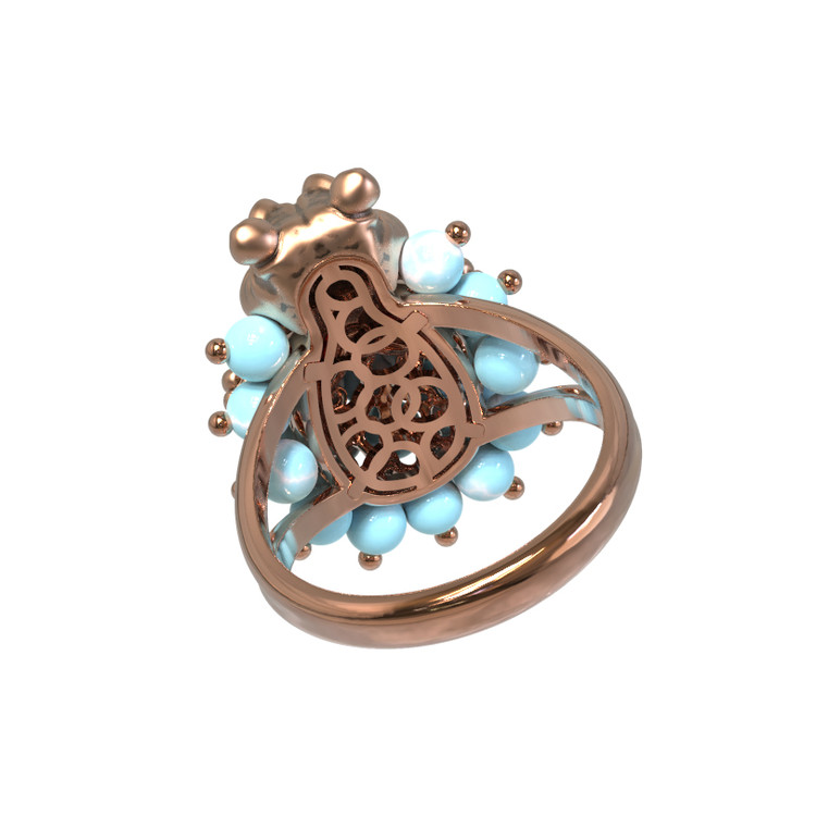 Кольцо из золота c эмаль и бирюзой