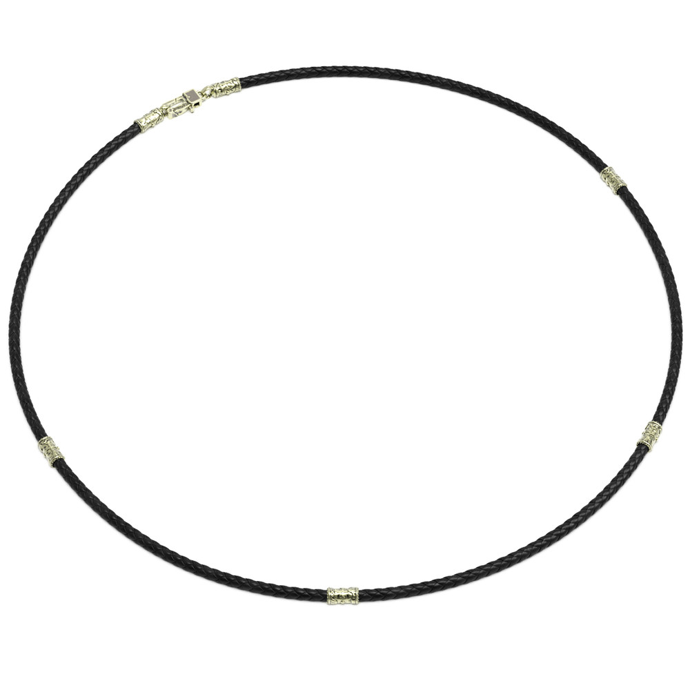 Шнурок кожаный из зелёного золота c кожаным шнурком