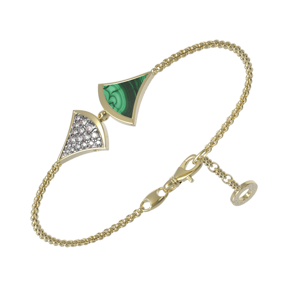 Браслет из лимонного золота c бриллиантами и малахитом
