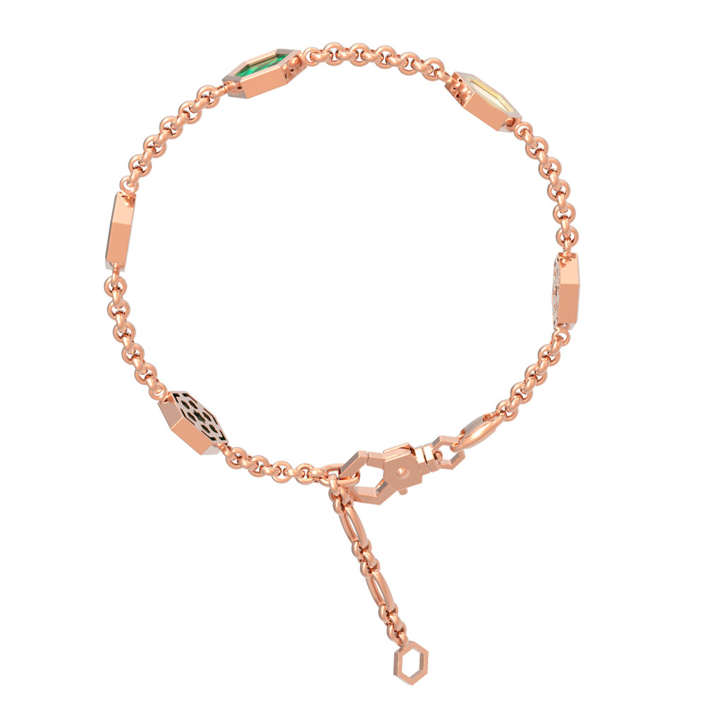 Браслет из золота c малахитом и перламутром