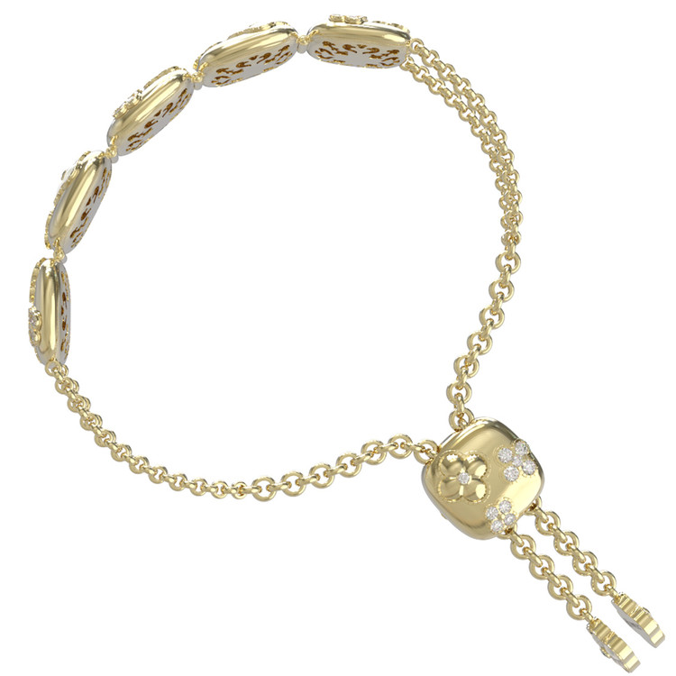 Браслет из лимонного золота c бриллиантами и перламутром