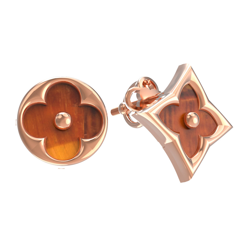 Серьги из золота c тигровым глазом