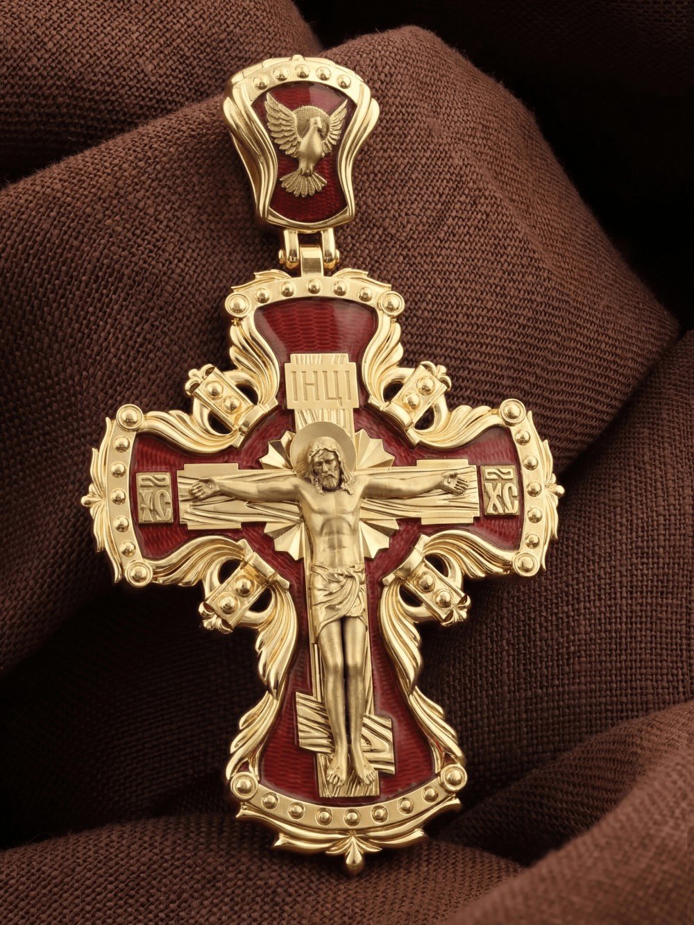 Крест из лимонного золота c эмалью