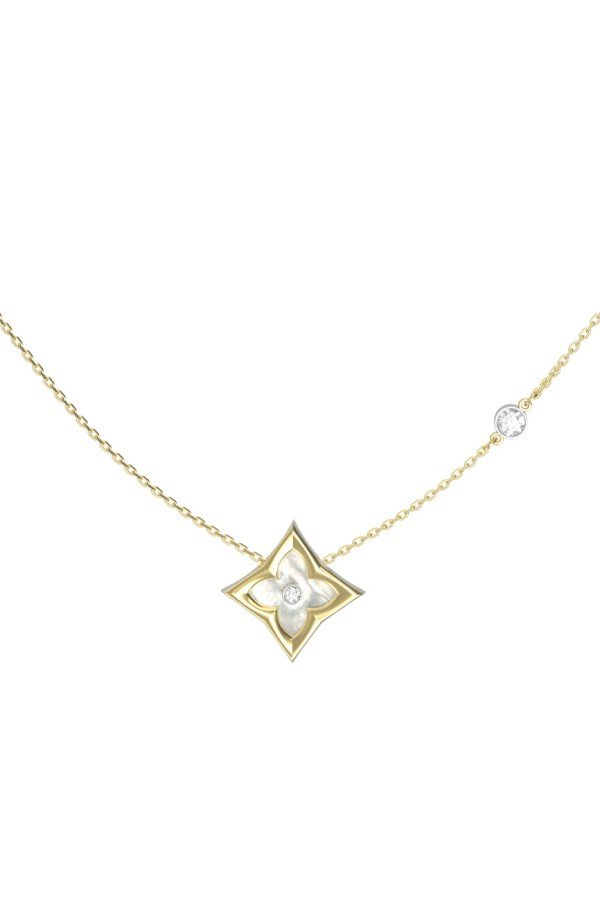 Колье из лимонного золота c бриллиантами и перламутром