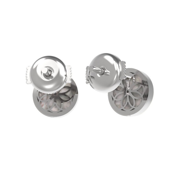 Серьги из белого золота c бриллиантами и перламутром
