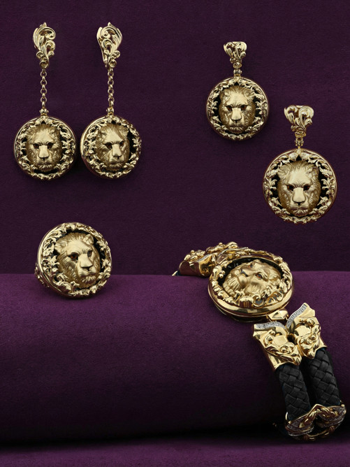 Серьги из лимонного золота c эмаль и ониксом