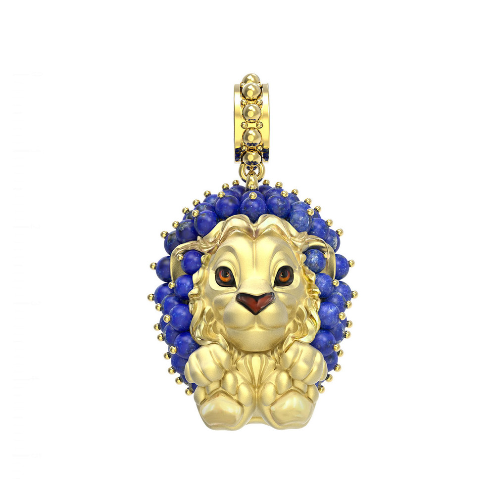 Подвеска из лимонного золота c эмалью и лазуритом