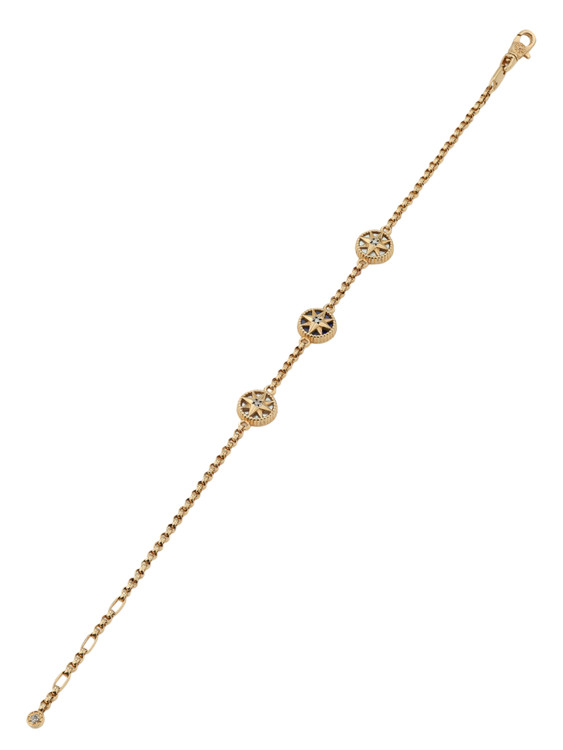 Браслет из золота c бриллиантами, лазуритом и перламутром