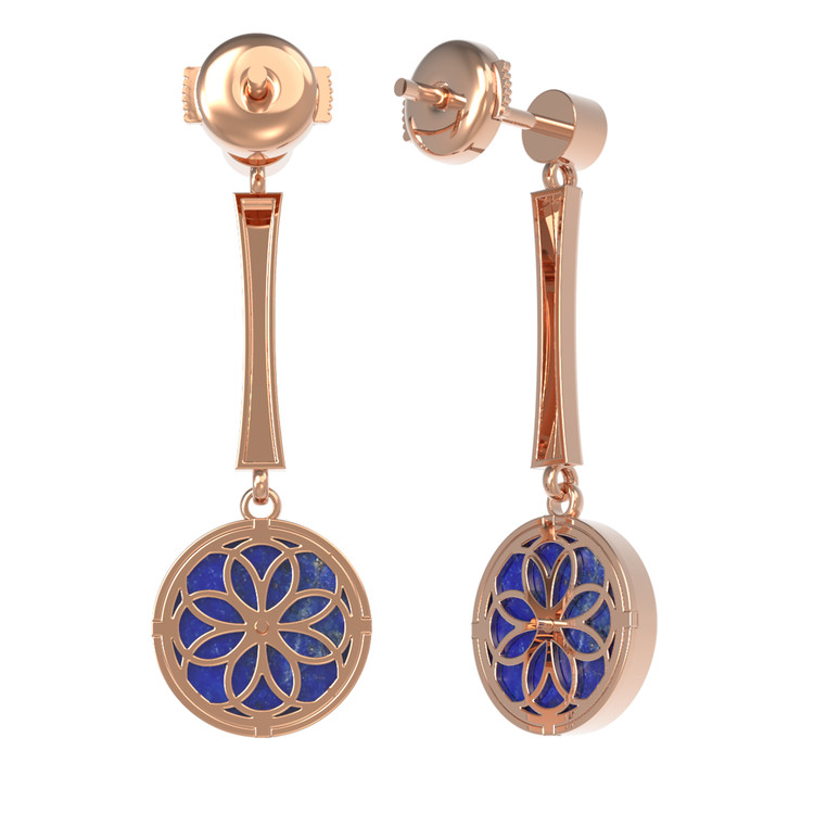 Серьги из золота c фианитом и лазуритом