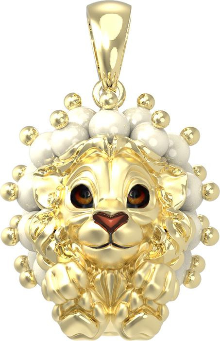 Подвеска из лимонного золота c эмаль и жемчугом