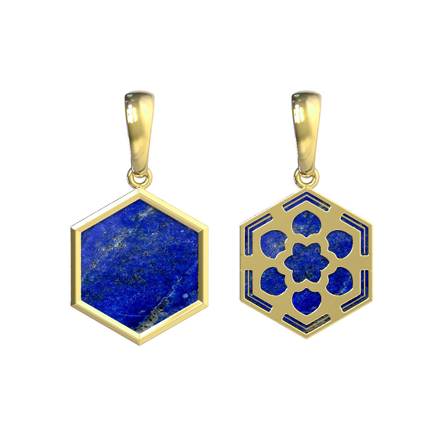 Подвеска из лимонного золота c лазуритом