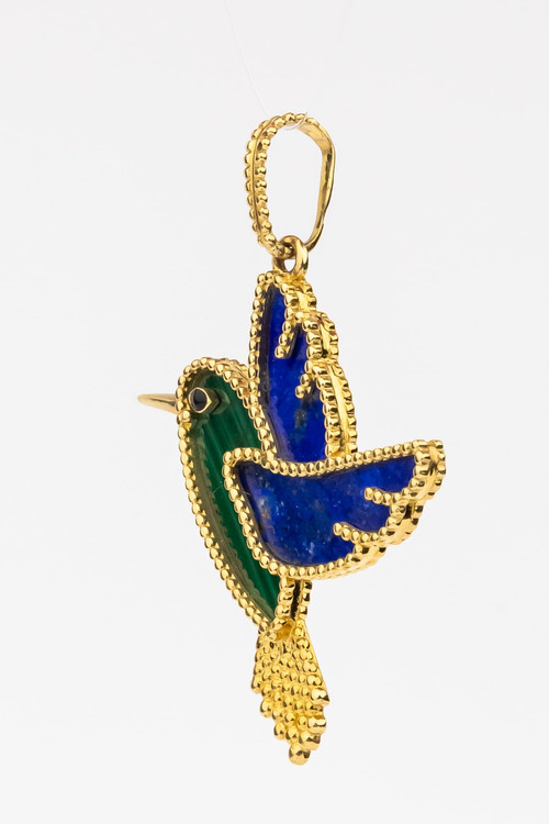 Подвеска из лимонного золота c эмаль , лазуритом и малахитом
