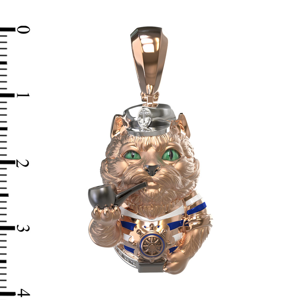 Подвеска из золота c эмаль , бриллиантами и рубином