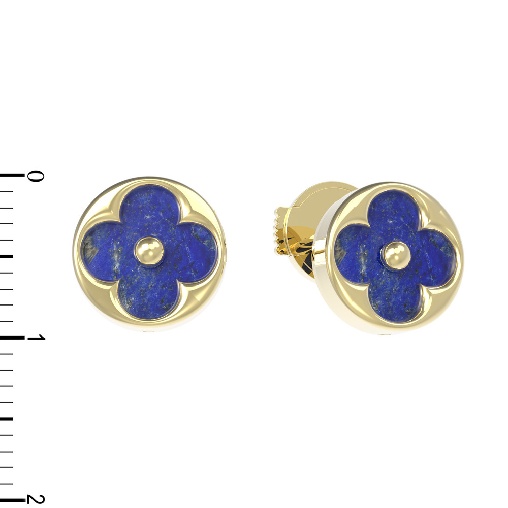 Серьги из лимонного золота c лазуритом