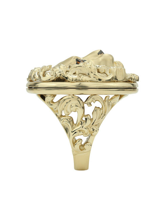 Кольцо из лимонного золота c эмаль и ониксом