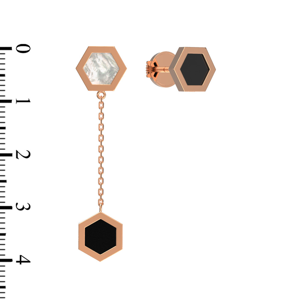 Серьги из золота c ониксом и перламутром