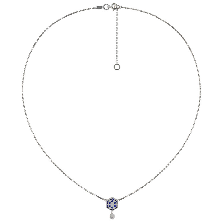 Колье из белого золота c бриллиантами и лазуритом