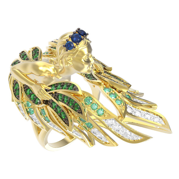 Кольцо из лимонного золота c фианитом