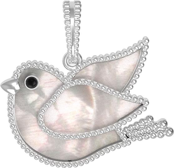 Подвеска из белого золота c эмаль и перламутром