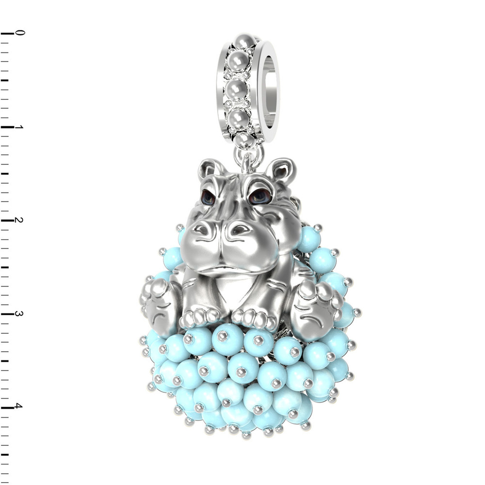 Подвеска из белого золота c эмалью и бирюзой