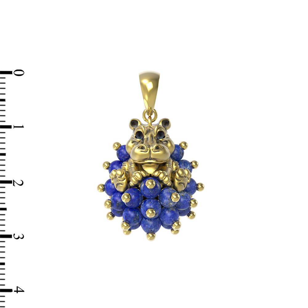 Подвеска из лимонного золота c эмаль и лазуритом