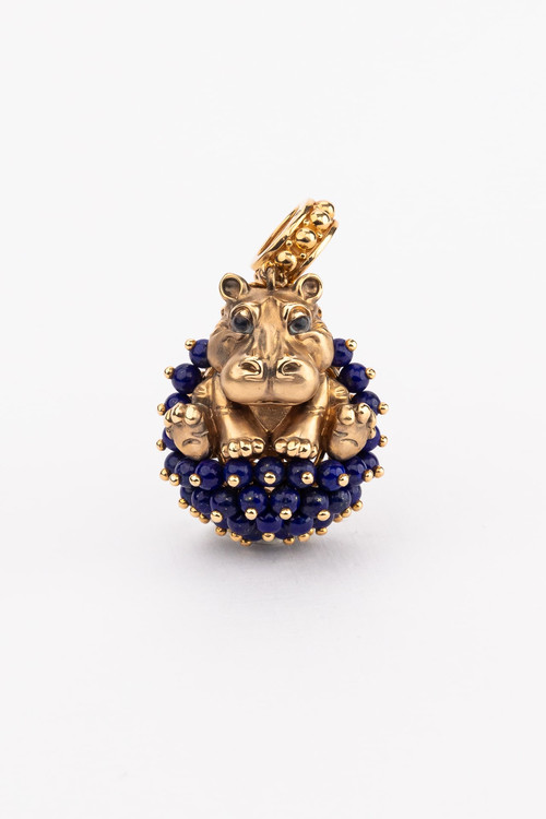 Подвеска из золота c эмаль и лазуритом