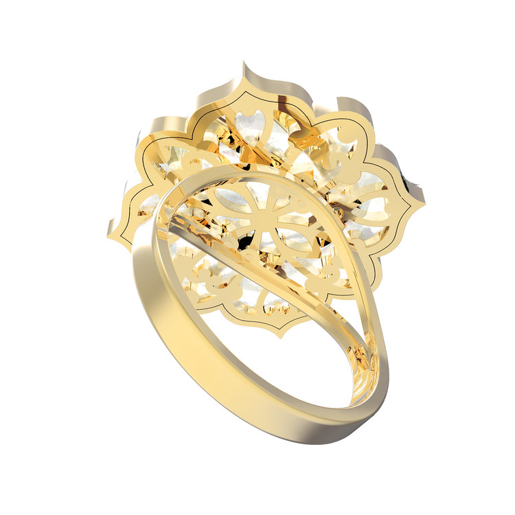 Кольцо из лимонного золота c ониксом и перламутром