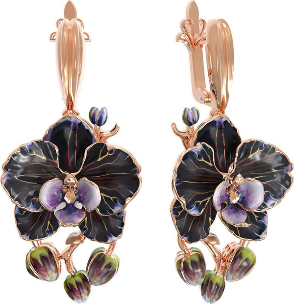 Серьги из золота c эмаль