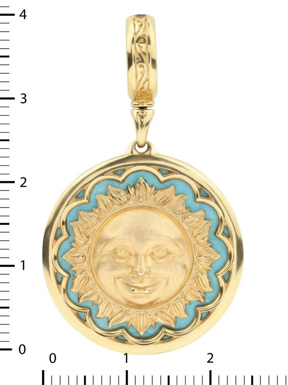 Подвеска из лимонного золота c бирюзой