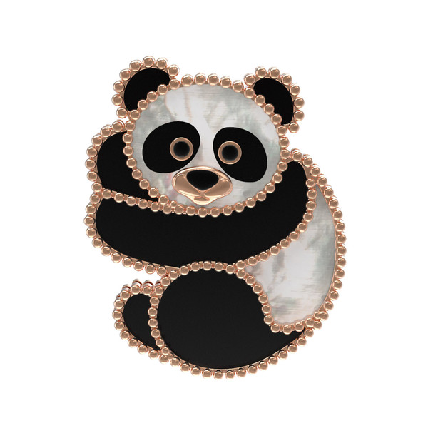 Брошь из золота c эмаль , ониксом и перламутром