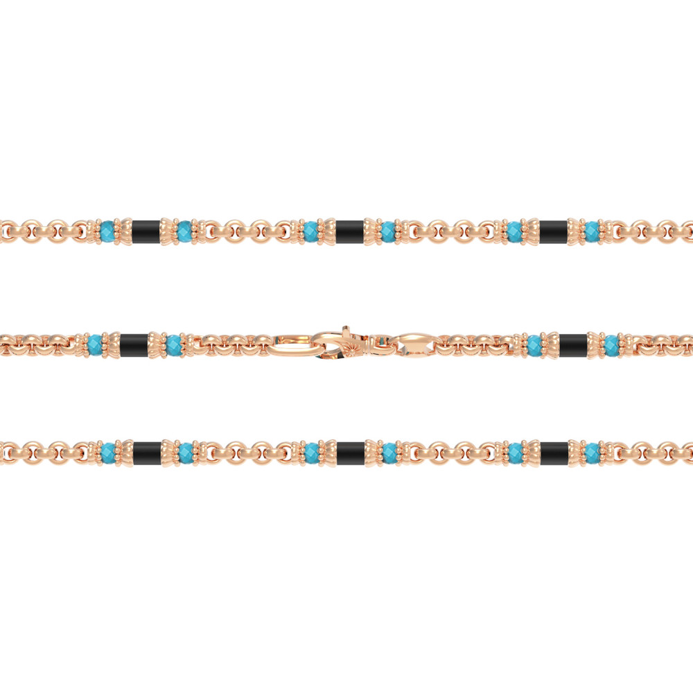 Цепь из золота c бирюзой и ониксом