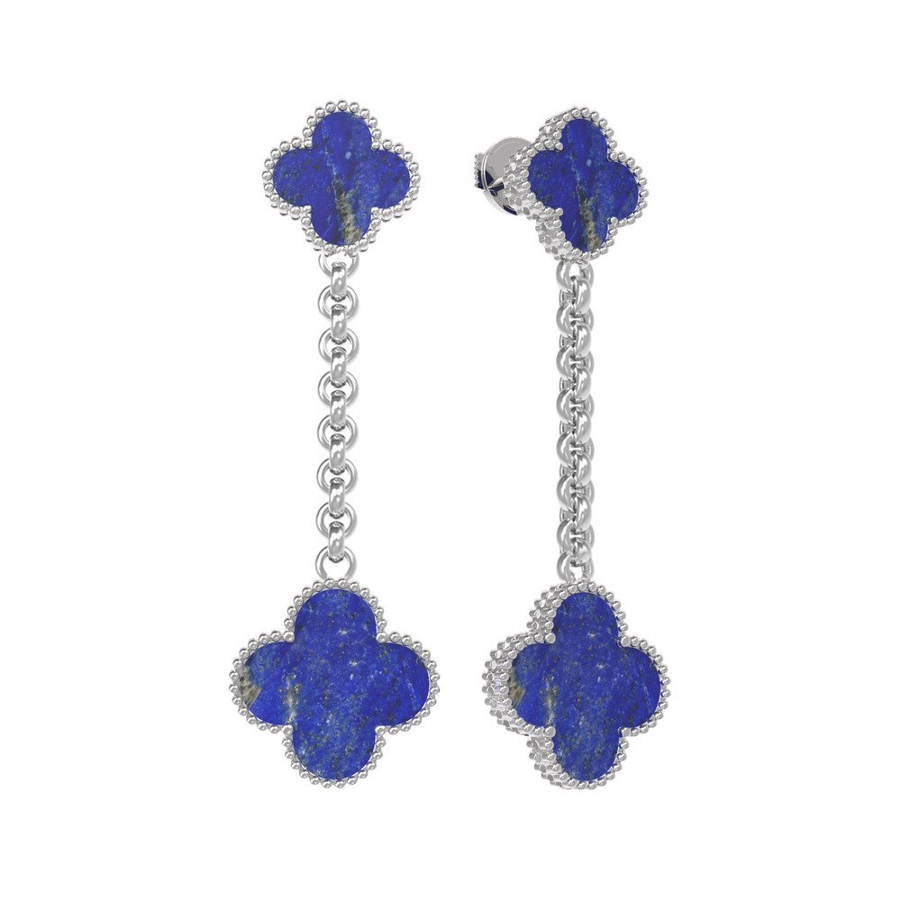 Серьги из белого золота c лазуритом