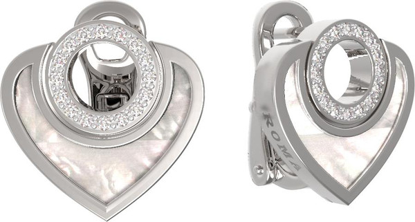 Серьги из белого золота c бриллиантами и перламутром